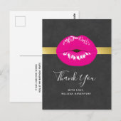 Hot Pink Lips Glamoureus Illustratie Dank u Briefkaart (Voorkant / Achterkant)
