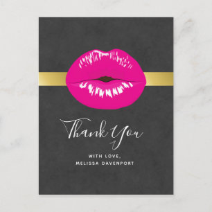 Hot Pink Lips Glamoureus Illustratie Dank u Briefkaart