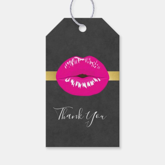 Hot Pink Lips Glamoureus Illustratie Dank u Cadeaulabel (Voorkant)