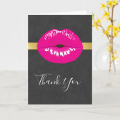 Hot Pink Lips Glamoureus Illustratie Dank u Kaart (Gele Bloem)