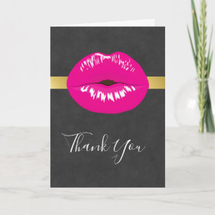 Hot Pink Lips Glamoureus Illustratie Dank u Kaart