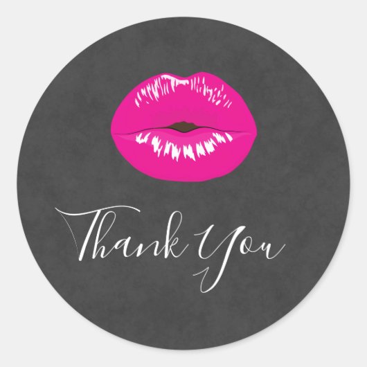Hot Pink Lips Glamoureus Illustratie Dank u Ronde Sticker (Voorkant)
