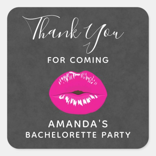 Hot Pink Lips Glamoureus Illustratie Dank u Vierkante Sticker (Voorkant)