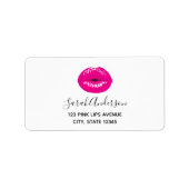 Hot Pink Lips Glamoureus Illustratie Etiket (Voorkant)