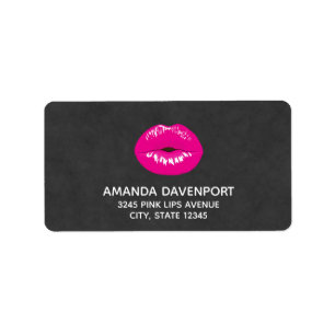 Hot Pink Lips Glamoureus Illustratie Etiket