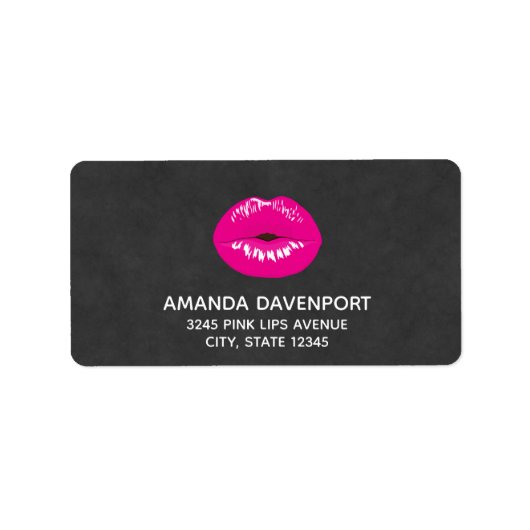 Hot Pink Lips Glamoureus Illustratie Etiket (Voorkant)