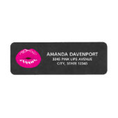 Hot Pink Lips Glamoureus Illustratie Etiket (Voorkant)