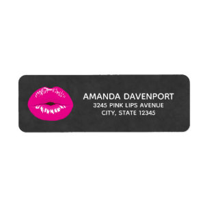 Hot Pink Lips Glamoureus Illustratie Etiket