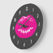 Hot Pink Lips Glamoureus Illustratie Grote Klok (Hoek)