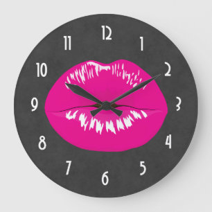 Hot Pink Lips Glamoureus Illustratie Grote Klok