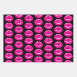 Hot Pink Lips Glamoureus Illustratie Inpakpapier Vel