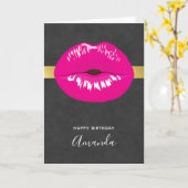 Hot Pink Lips Glamoureus Illustratie Kaart (Gele Bloem)