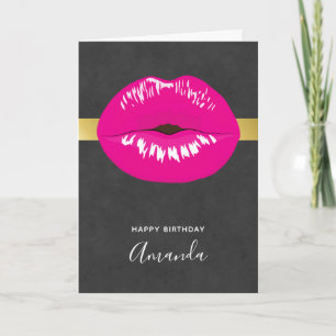 Hot Pink Lips Glamoureus Illustratie Kaart