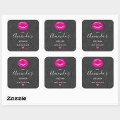 Hot Pink Lips Glamoureus Illustratie Keuken Vierkante Sticker (Vel)