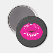 Hot Pink Lips Glamoureus Illustratie Magneet (Voorkant / Achterkant)