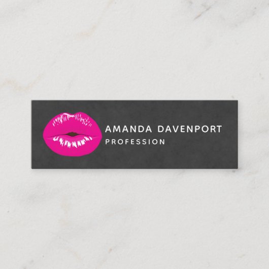 Hot Pink Lips Glamoureus Illustratie Mini Visitekaartje (Voorkant)