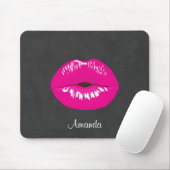 Hot Pink Lips Glamoureus Illustratie Muismat (Met muis)