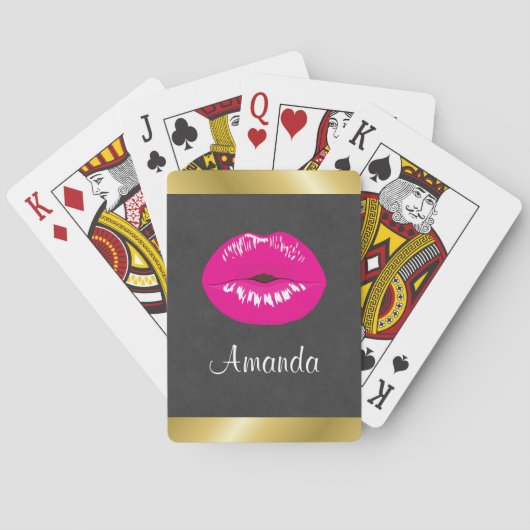 Hot Pink Lips Glamoureus Illustratie Pokerkaarten (Achterkant)