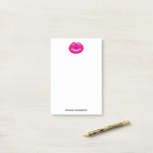 Hot Pink Lips Glamoureus Illustratie Post-it® Notes (Op bureau)