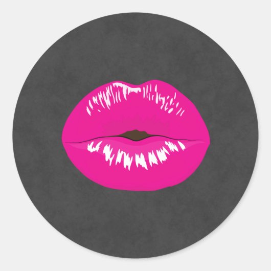 Hot Pink Lips Glamoureus Illustratie Ronde Sticker (Voorkant)