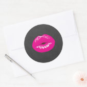 Hot Pink Lips Glamoureus Illustratie Ronde Sticker (Envelop)