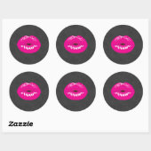 Hot Pink Lips Glamoureus Illustratie Ronde Sticker (Vel)