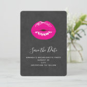 Hot Pink Lips Glamoureus Illustratie Save The Date (Staand voorkant)