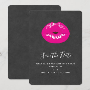 Hot Pink Lips Glamoureus Illustratie Save The Date