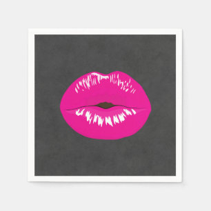 Hot Pink Lips Glamoureus Illustratie Servet