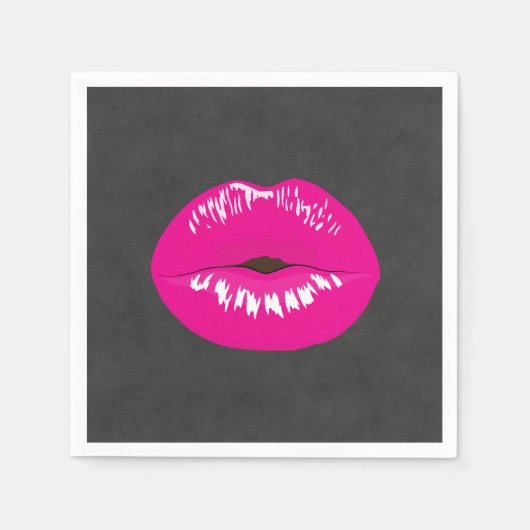 Hot Pink Lips Glamoureus Illustratie Servet (Voorkant)
