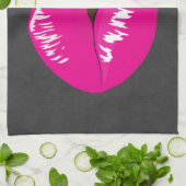 Hot Pink Lips Glamoureus Illustratie Theedoek (Gevouwen)