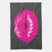 Hot Pink Lips Glamoureus Illustratie Theedoek (Verticaal)
