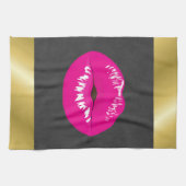 Hot Pink Lips Glamoureus Illustratie Theedoek (Horizontaal)