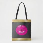 Hot Pink Lips Glamoureus Illustratie Tote Bag (Voorkant)