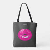 Hot Pink Lips Glamoureus Illustratie Tote Bag (Achterkant)