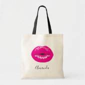 Hot Pink Lips Glamoureus Illustratie Tote Bag (Voorkant)
