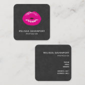 Hot Pink Lips Glamoureus Illustratie Vierkante Visitekaartje (Voorkant / Achterkant)