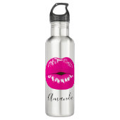 Hot Pink Lips Glamoureus Illustratie Waterfles (Voorkant)