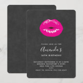 Hot Pink Lips Glamoureuze illustratie Birthday Kaart (Voorkant / Achterkant)