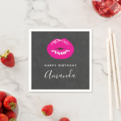 Hot Pink Lips Glamoureuze illustratie Birthday Servet (Insitu)