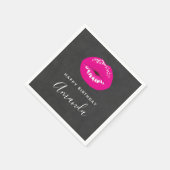 Hot Pink Lips Glamoureuze illustratie Birthday Servet (Hoek)