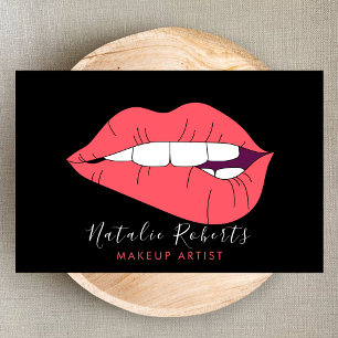 Hot Pink Lips Glamoureuze Make-up Artist Beauty Visitekaartje