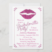 Hot Pink Lips Glitter Effect Bachelorette Partij Kaart (Voorkant)