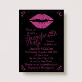 Hot Pink Lips Glitter Effect Bachelorette Partij Kaart