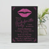 Hot Pink Lips Glitter Effect Bachelorette Partij Kaart (Staand voorkant)