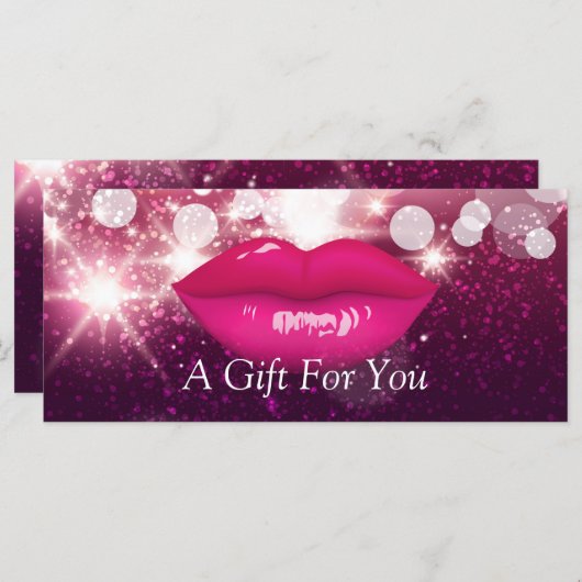 Hot Pink Lips Glitter Sparkles Cadeaubon (Voorkant / Achterkant)