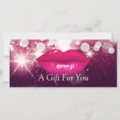 Hot Pink Lips Glitter Sparkles Cadeaubon (Voorkant)