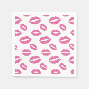 Hot Pink Lips Kiss Pattern Girl Sweet 16 Servet