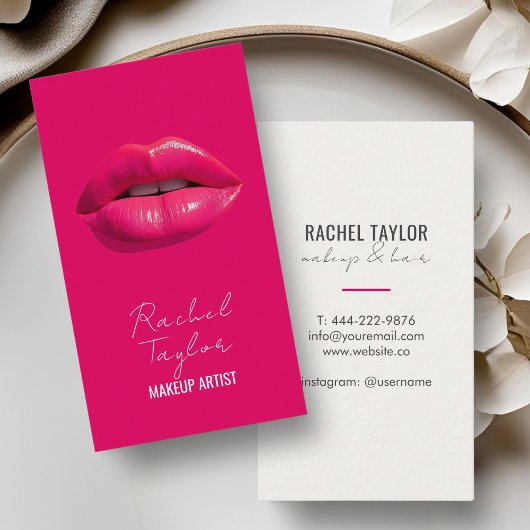 Hot Pink Lips Make-up Visitekaartje