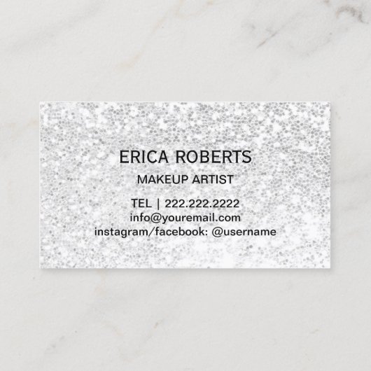 Hot Pink Lips Moderne Silver Sequins Makeup Artist Visitekaartje (Achterkant)